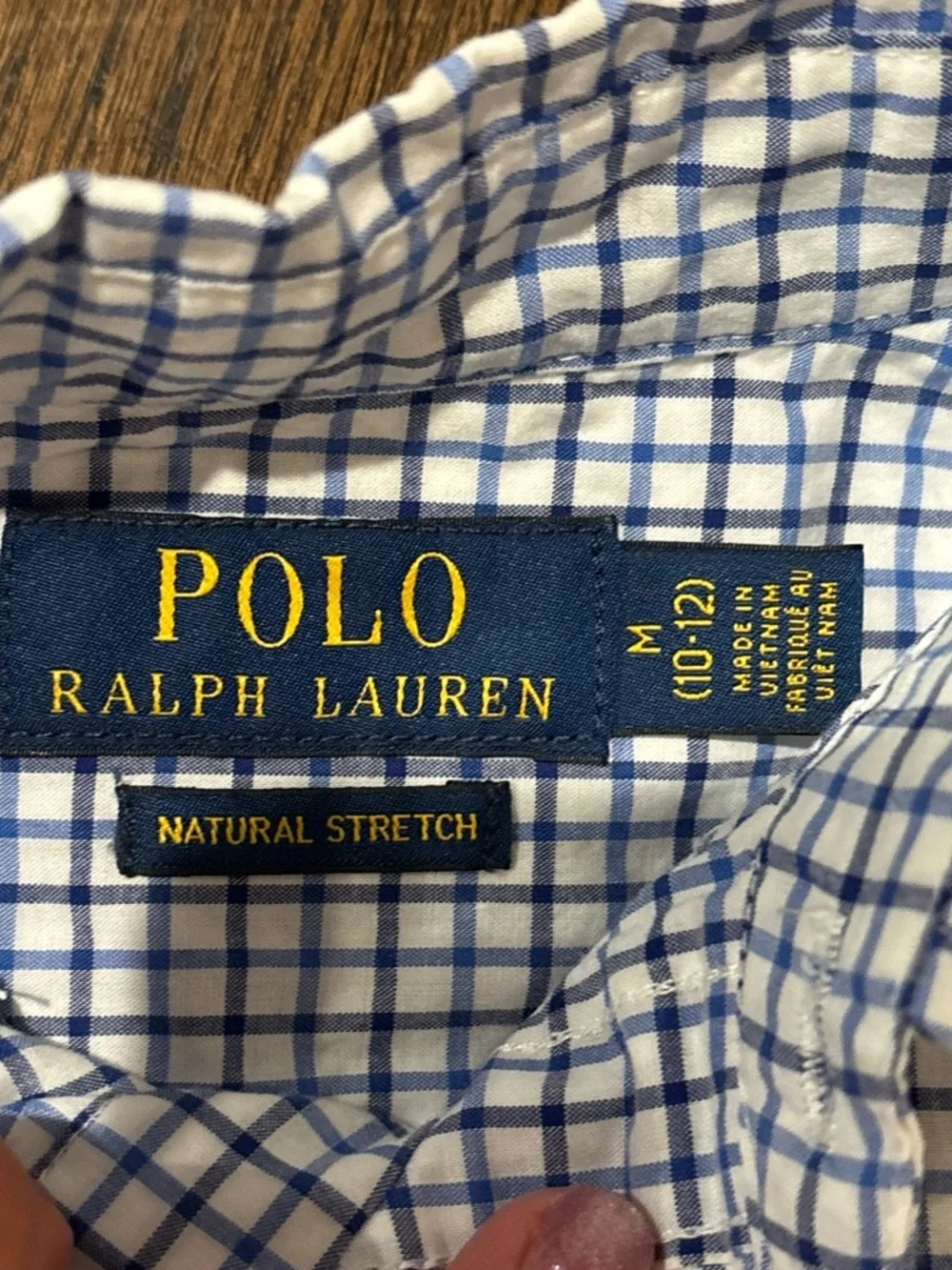 Polo Ralph Lauren Boys Blue, navy & White Checked Button-Down Shirt M 10/12